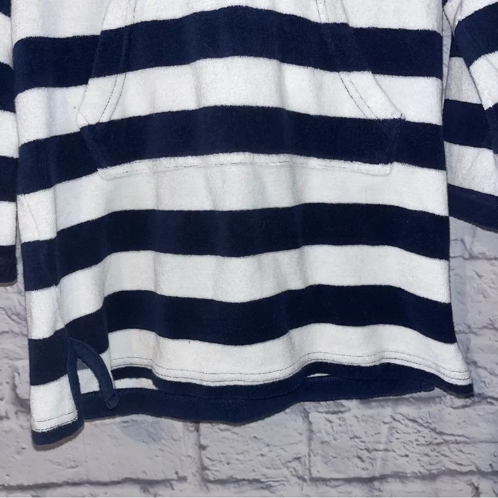 Lily and Dan kids swim hooded  cover up  blue white striped Boys or Girls XS 4-5